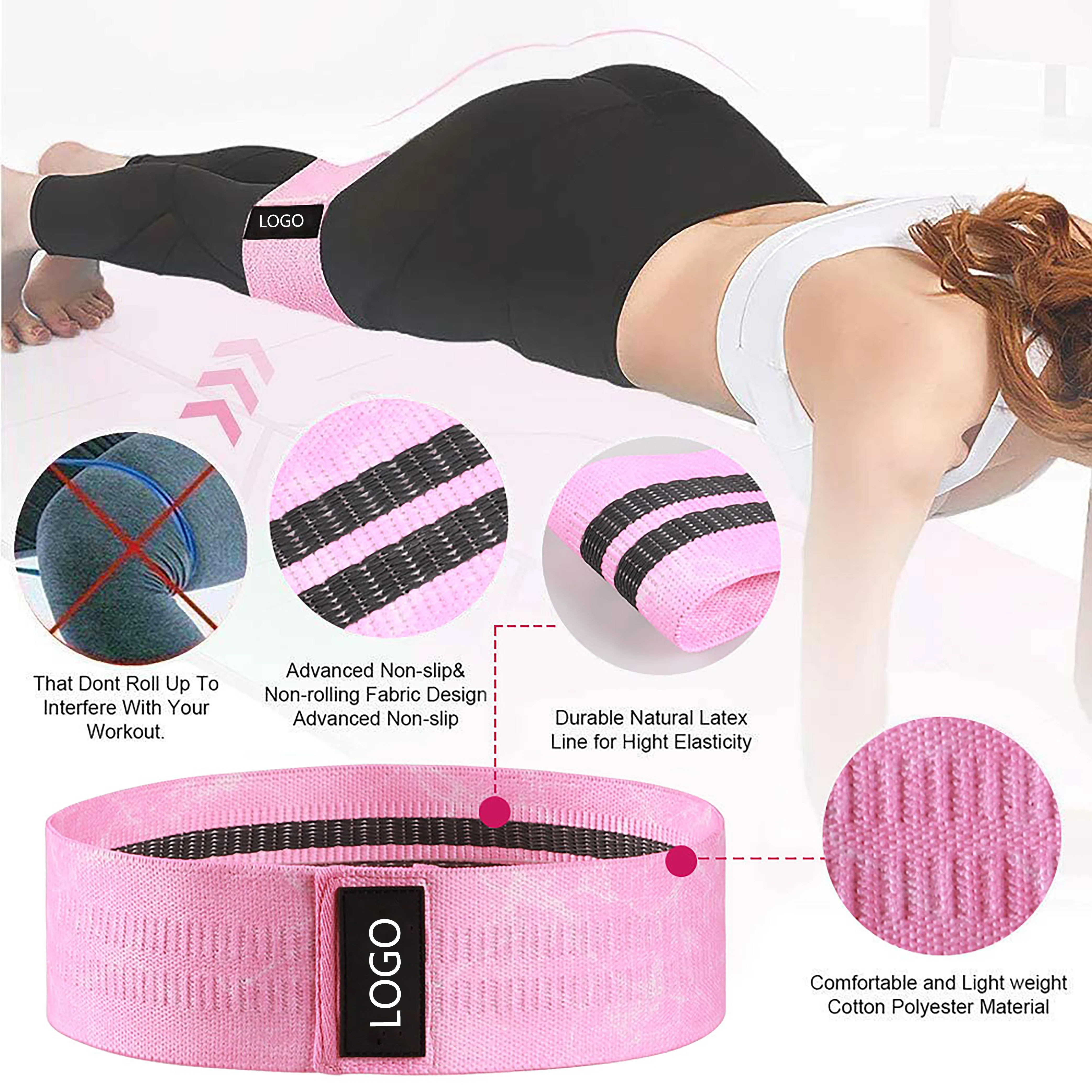Marble Printed Pattern Hip Bands Loop Exercise Fabric Resistance Bands Hip Circle Glute Booty Band