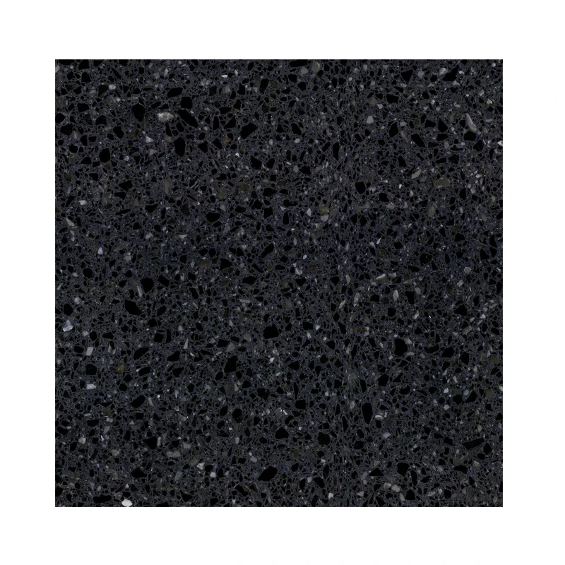 YDSTONE Factory Direct Artificial Stone Floor Tile Polished Black Terrazzo Tiles 600x600 Cement Tile