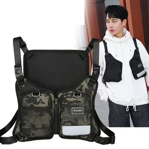 New Solid Color  Cloth Running Trend Outdoor Riding Bags Backpack Crossbody Chest Bag For Men
