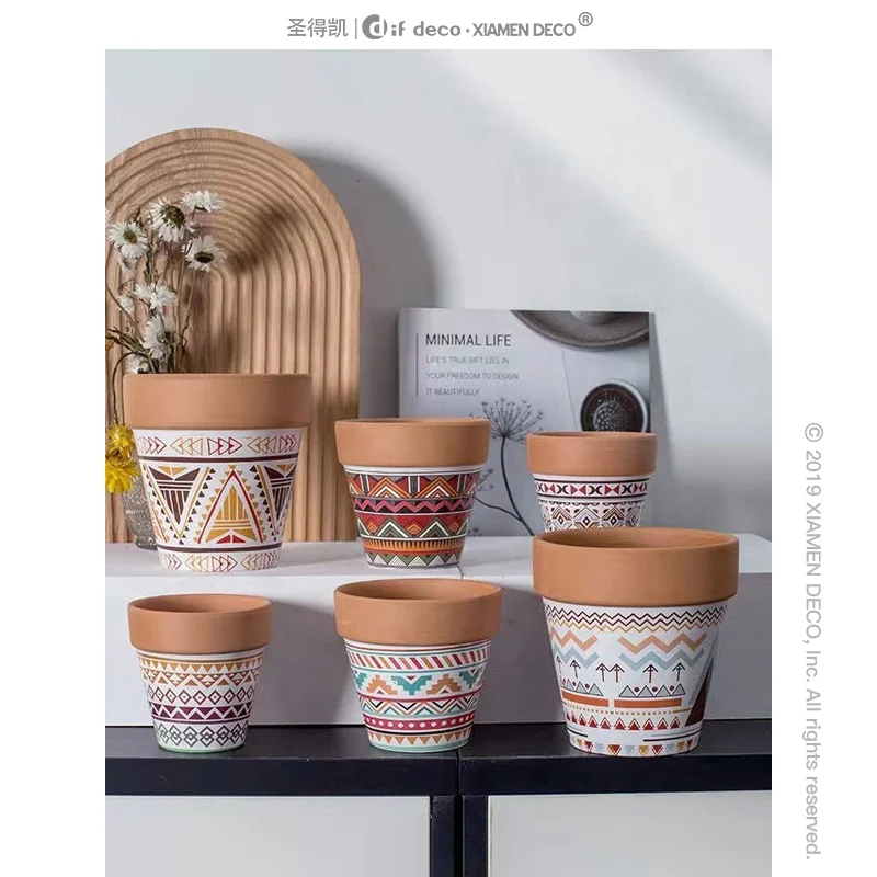 Wholesale Home Garden Decoration Italian Terracotta Flower Pots Custom Succulent Cactus Plant Pot Clay Shallow Planters