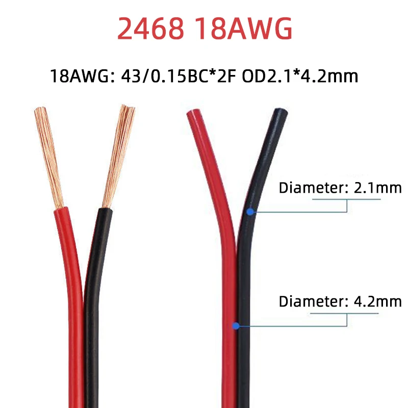 Red Black Awm 2468 Vw 1 80c 300v 18awg 20awg 22awg 24awg Pvc Flexible ...