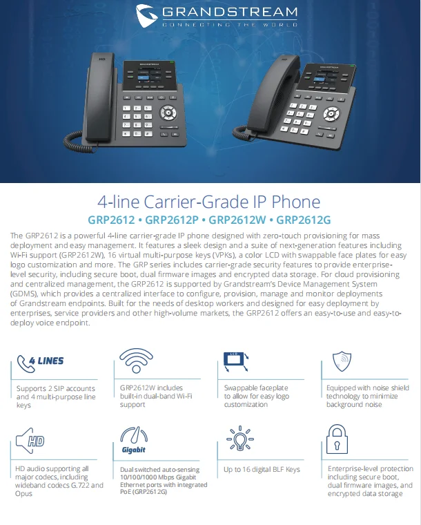 Grandstream GRP(2612/P/W/2613/2614/2615/2616/2624/2634)Carrier-Grade IP ...