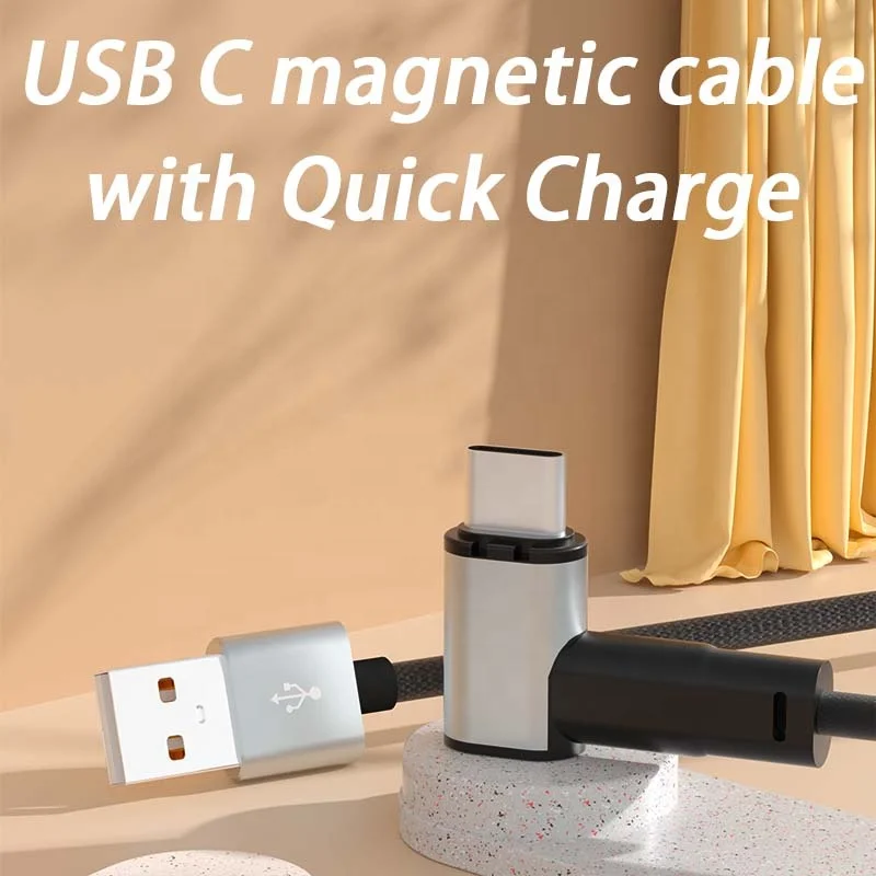 OEM ODM Elbow 90 Degree Magnet Charger PD 100W 5A Sync USB a to Type c Magnetic Fast Charging Cable for Computer