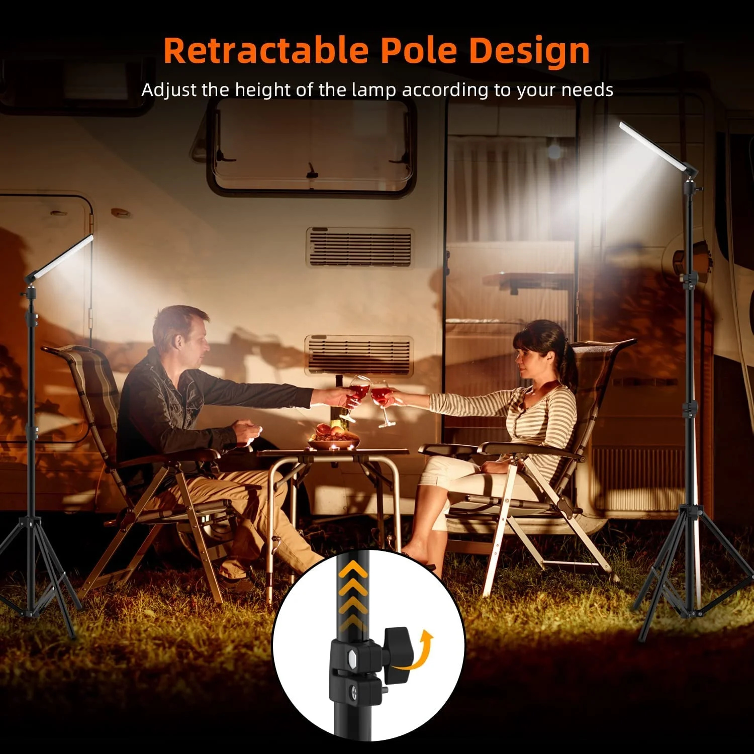 Lampelumen Led Light with Stand Height Adjustable Metal Camping White IP67 70 Led Light for Camping Big Space DC 5V No MOQ 50000