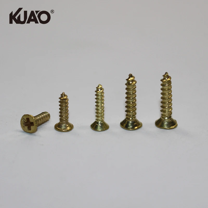 Brass Wood Screws Phillips Flat Head Self Tapping Connector for Door Cabinet Wooden Furniture