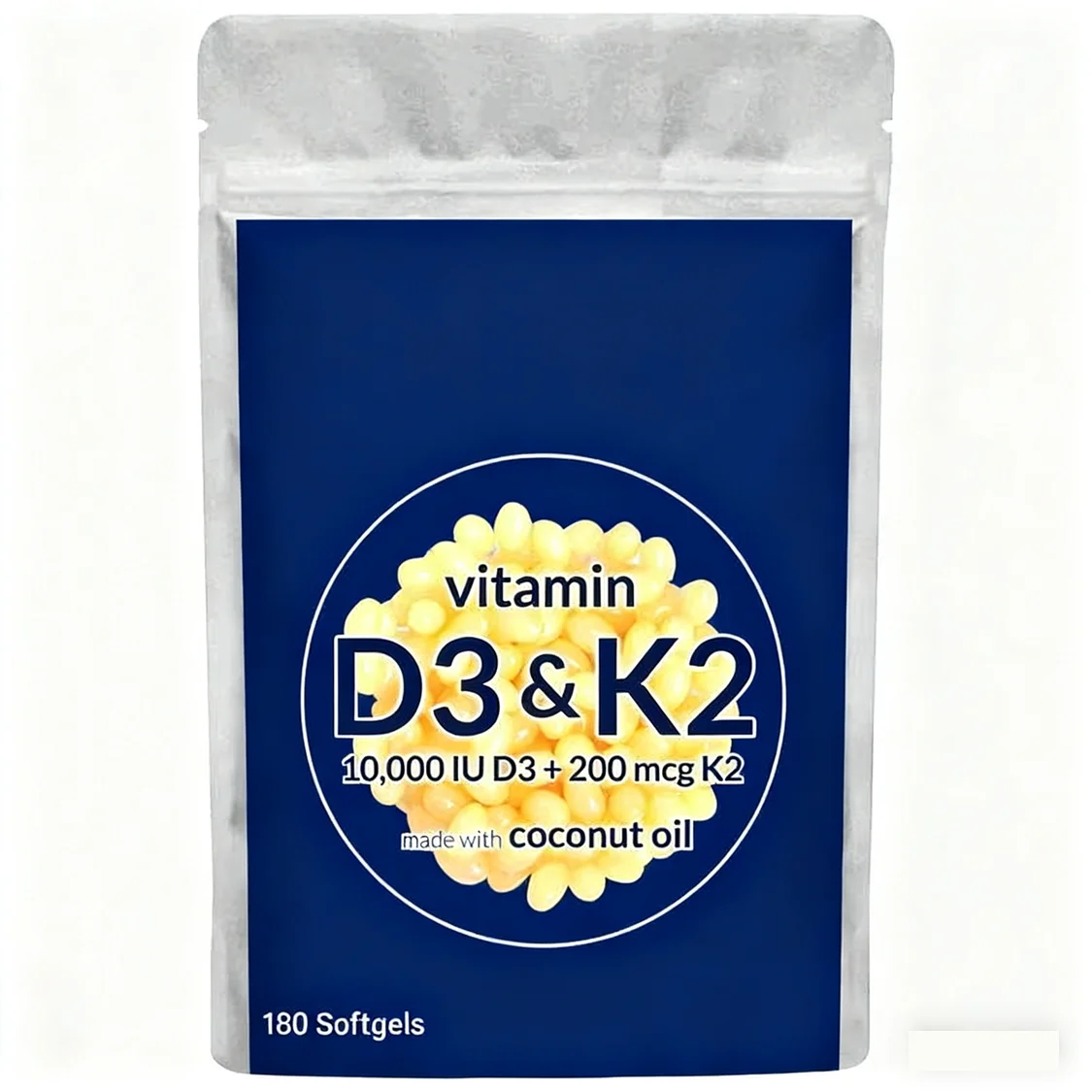 OEM Private Label Vegan Raw Material 5000iu Vitamin D3 K2 Softgel Capsules