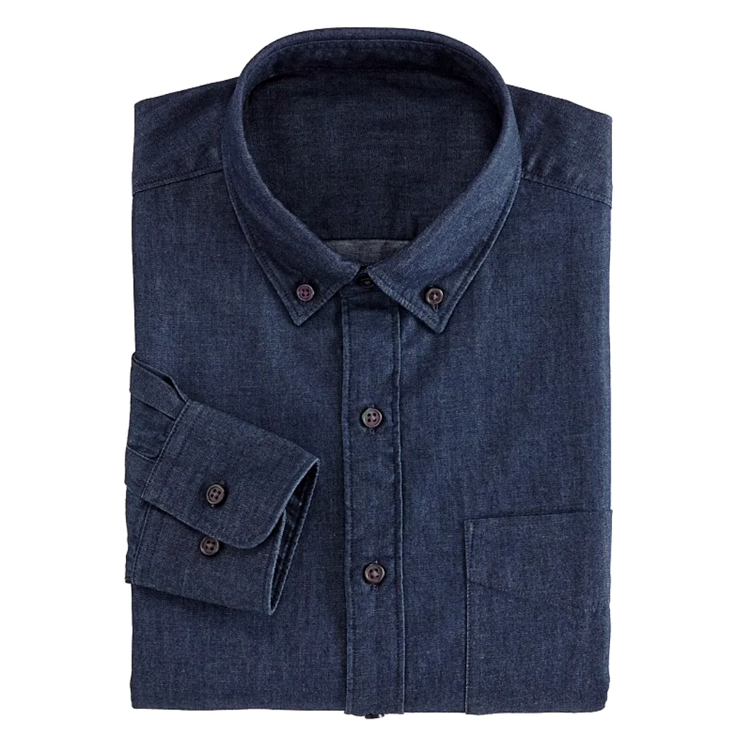 Camisa de Mezclilla Manga Larga para Caballero · 100% Algodón · Color –  Yazbek®