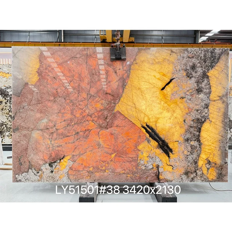 Табигый кварцит — жарык өткөрүүчү стеналык панелдер, Пандора мрамору плита, ички беттер үчүн, отелдин фойесинин арка фонунун дизайны үчүн кварцит