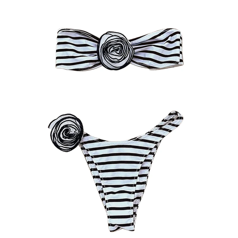 New Design 3D Floral Customised Swim Suit Costume Bathing Suit for Women's Beachwear  Two Pieces Swimsuit Sexy Bikini Set