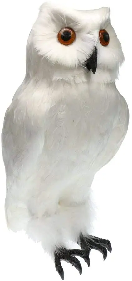 Artificial Owl Bird Feather Realistic Home Garden Owl Decor White Owl Garden Crafts Decorations Accessories