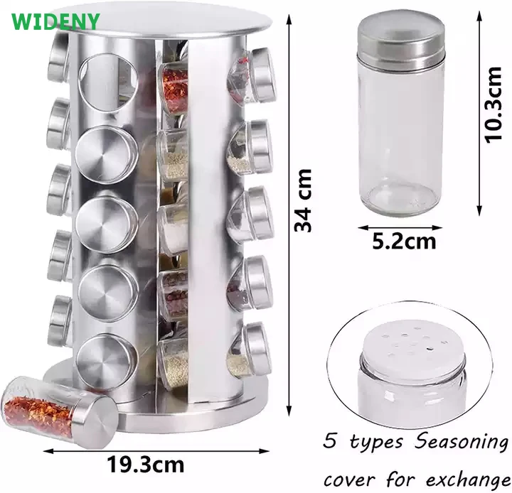 360 Turntable Rotating Spice Jar Rack Set Organizer