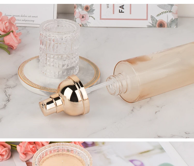 Luxury cosmetic containers and packaging lotion pump glass bottles for cosmetics manufacture