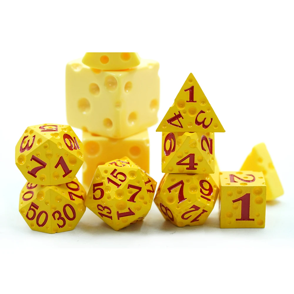 工場直販 DNDサイコロ フォントとロゴをカスタマイズ 金色チーズメタルサイコロセット ドラゴンクエストRPG用