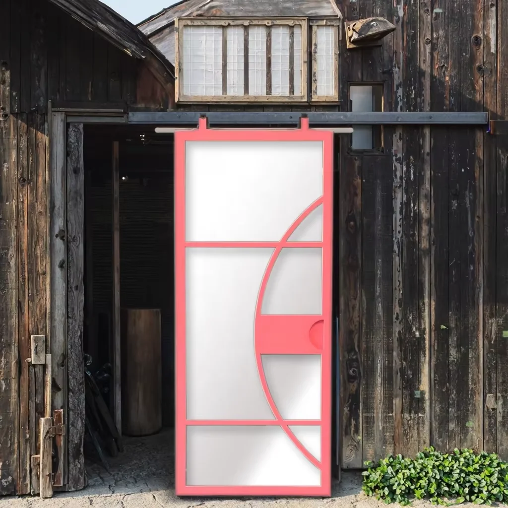 Modern  French Iron Ghost Door Sliding Gate with Various Glass Options for Bedroom Dining Room Bathroom Living Room factory