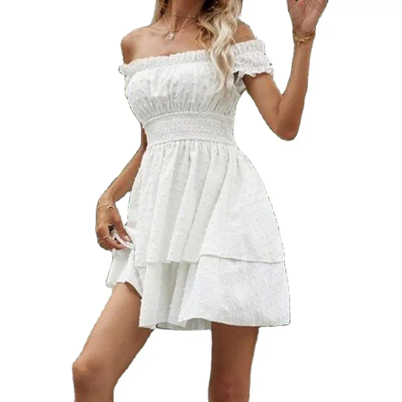  Ribanedy Vestido corto elegante de verano para mujer, casual,  con lazo de encaje, vestido blanco, vestido de oficina para mujer, vestido  coreano (color C, tamaño: mediano) : Ropa, Zapatos y Joyería