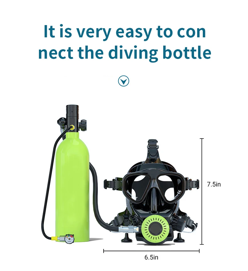 Full Face Oxygen Mask for Diving Scuba - Adults, Black, OEM