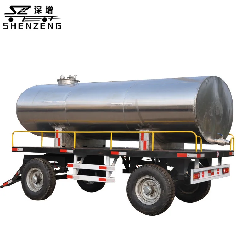 304 Stainless Steel Four Wheel tank on Trailer for Water Transport