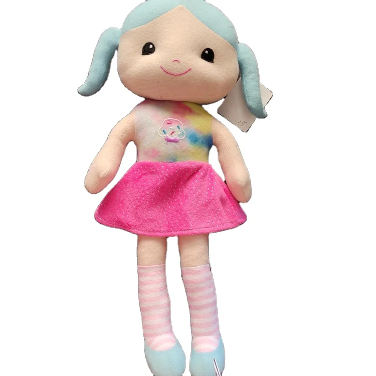 OEM Shape Customization Logo Handmade Soft Smiling Stuffed American Dolls for Girls Kids Plush Baby Stuffed Toys