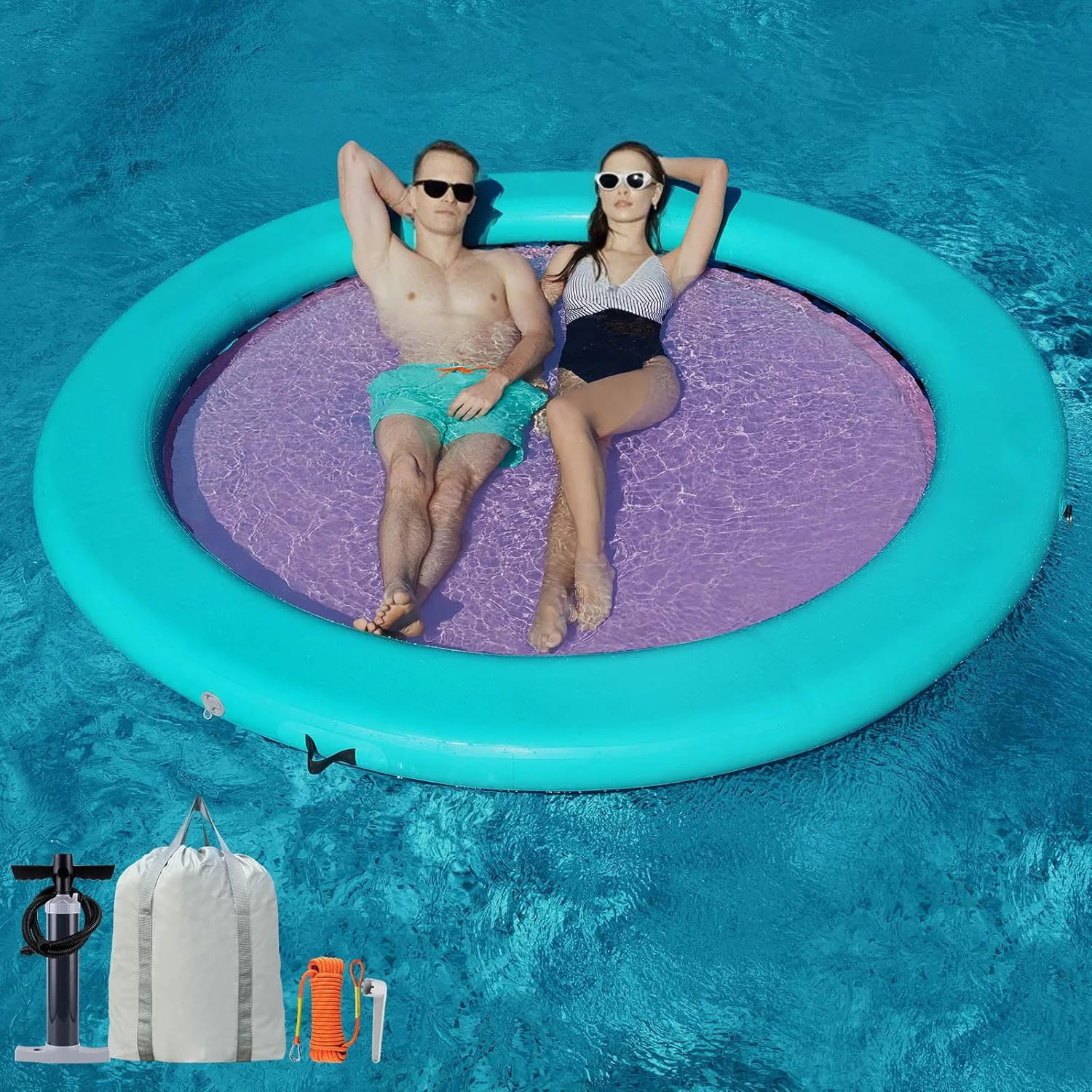 Inflatable PVC Tanning Pool Lounger Water Sunbathing Lounge Raft Hammock Sea Usage Mat Pad Bed