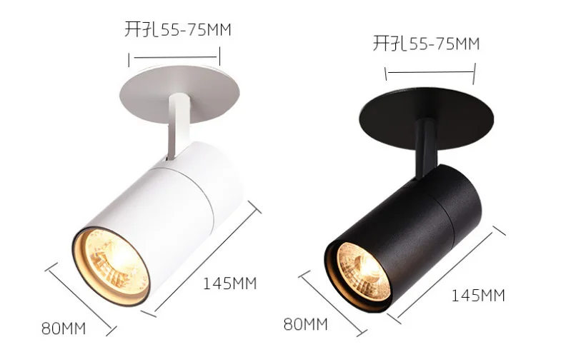 Perforated track spotlight embedded moving head ceiling tube spotlight 20W30W stretched 360 cylinder rail LED spotlight