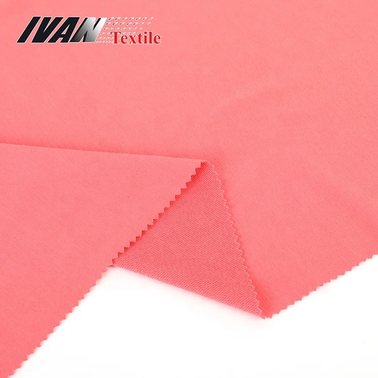 Solid 240GSM stretch plain dyed TR spandex french terry polyester rayon fabric for dress