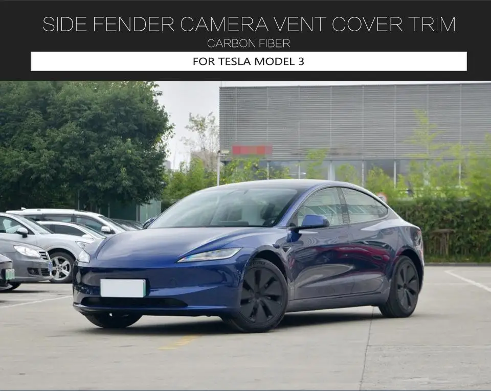 Carbon Fiber Side Fender Camera Vents Cover Trims For Tesla Model 3