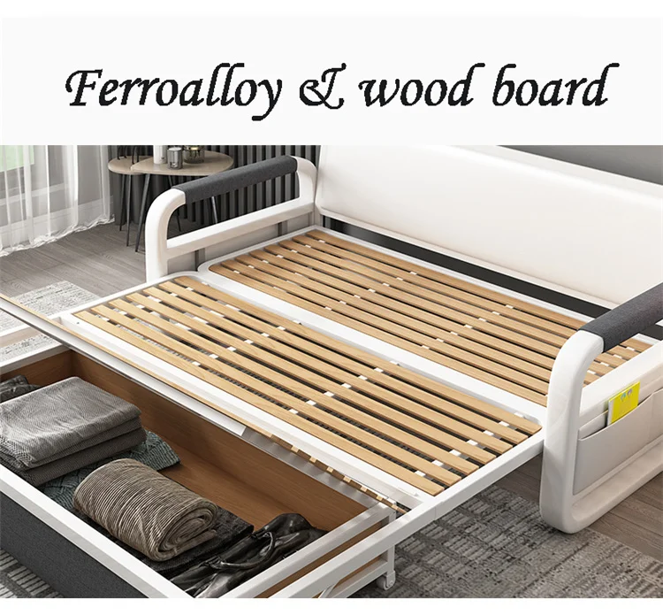 Modern Wooden Folding Chair Sleeper Three Seat Sofa Bed Living Room