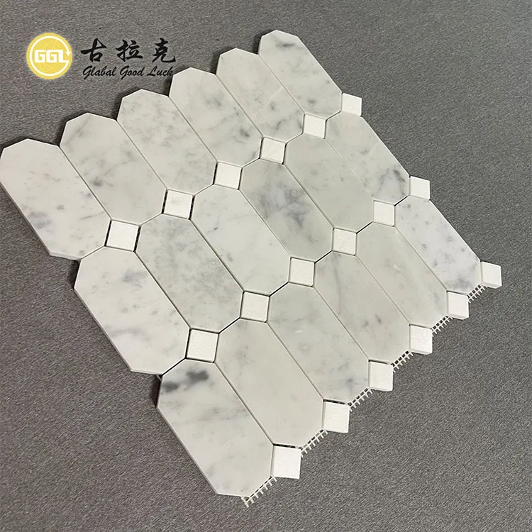 Modern White Natural Stone Octagon Marble Mosaic Tile Bathroom Interior Mosaic Tile supplier