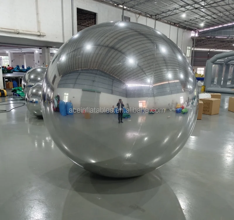 Shiny Pvc Esferas Gigantes Event Decor Giant Inflatable Silver Ball 