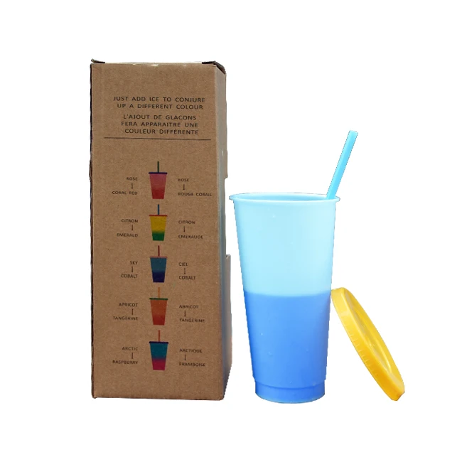 24 унции, Amazon, рекламная оптовая продажа, многоразовые чашки с изменением цвета для печати