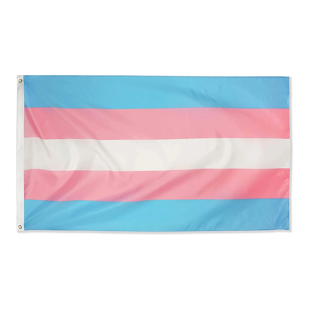Bandeira arco-íris com listras azuis rosa de poliéster 3×5 FT 90x150cm Transgender Flag Trans Pride Flag LGBT para decoração