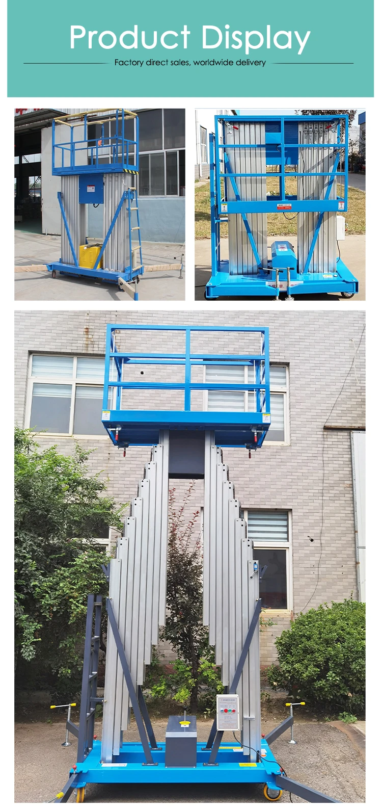 new newton Reddot robust aluminum alloy electric aerial work platform truck motorized lift table