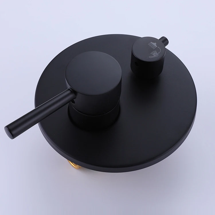 Juego de mezclador de ducha de lluvia oculto para baño frío y caliente de dos funciones, negro