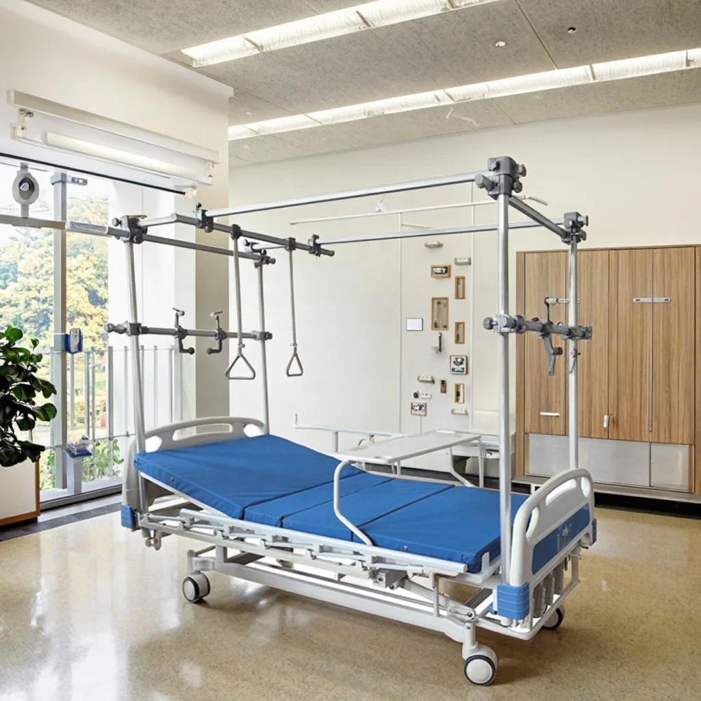 Hospital Furniture Orthopaedic Traction Bed Removable Frame Metal Adjustable Infusion Modern for Fracture Treatment School Use 5