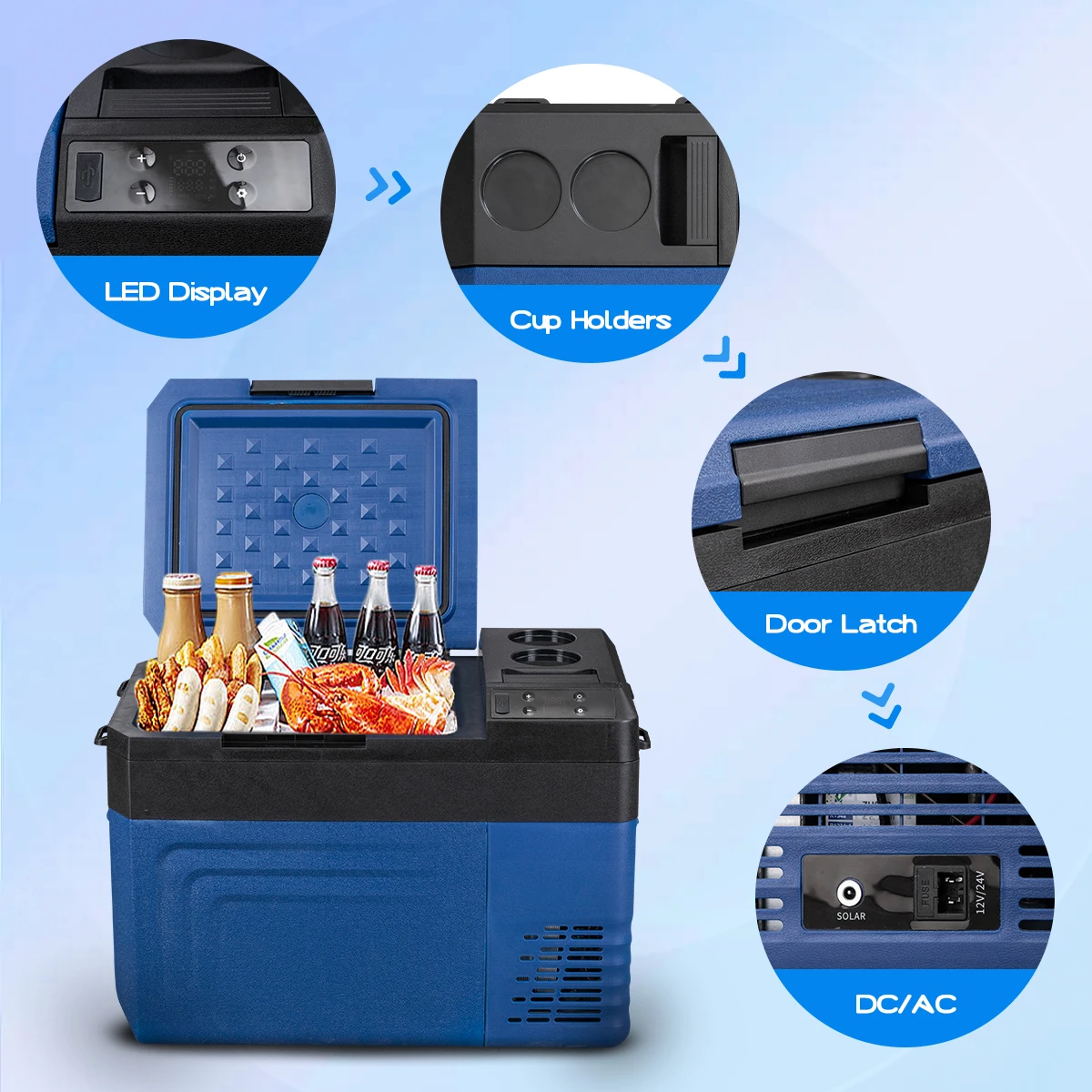 For Alpicool WT20 RV Mini Outdoor Compressor Fridge Removable Battery Car Cooler for Camping Hotel Boating Portable Freezer