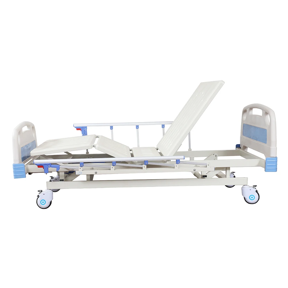 Five Column Stainless Steel Manual Hospital Bed-Modern Three-Function Adjustable Height Mechanism CE ISO Certified 3-Year 3