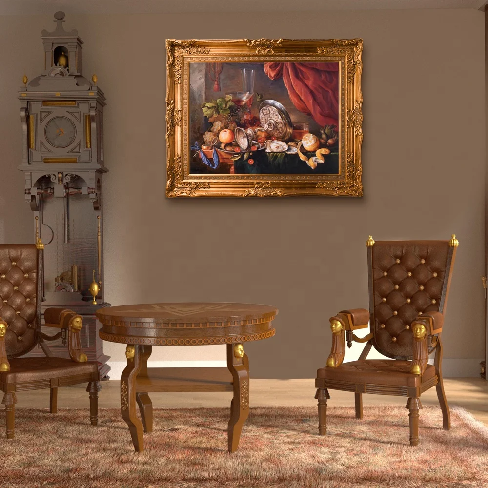 Custom Famous Arwork Classical Still Life Table Fruits Wine Bottle Oil Painting