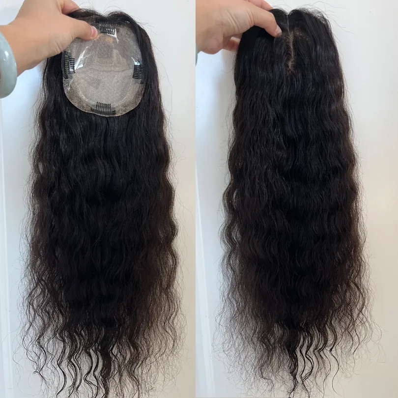 Braune Seidenbasis Topper Loose Wave Europäisches unbehandeltes Menschenhaar_voghion.com