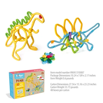 spaghetteez Bucket of Noodles- Ultimate Flexible Connectible 200-piece STEM Building Set for Kids - Stretchy, Bendable Construction Toy for Creative Play- Ideal for Age 5