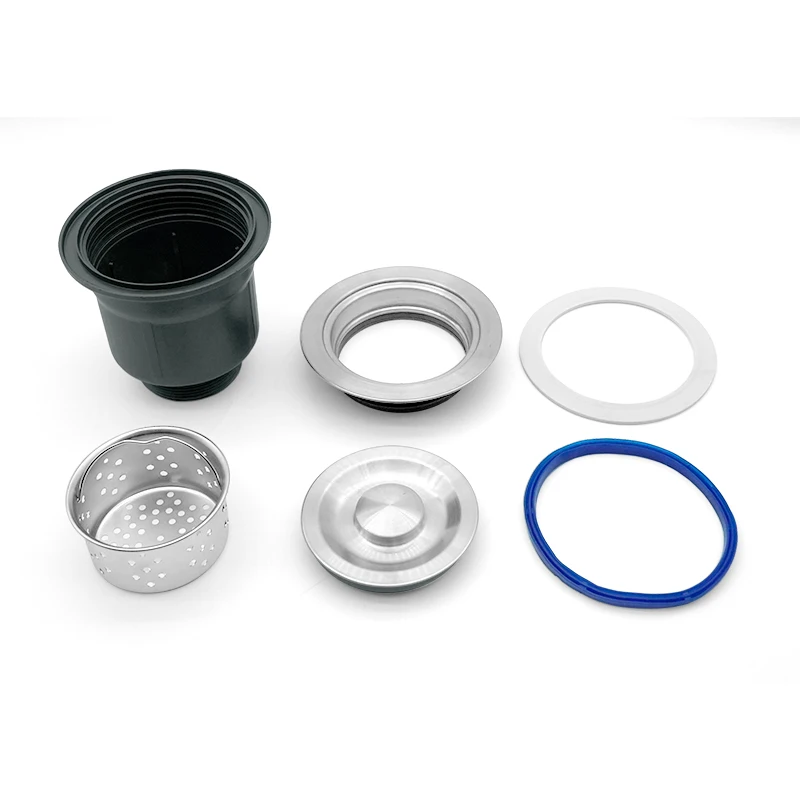 140mm kitchen stainless steel sink drainer outside pp plastic  strainer sink plug use global drainage system-2