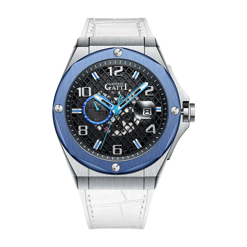 Bonset Gatti Luxury Brand Watches Men Automatic Mechanical Watch Waterproof Luminous Genuine Leather Wrist Watches Man BG8701