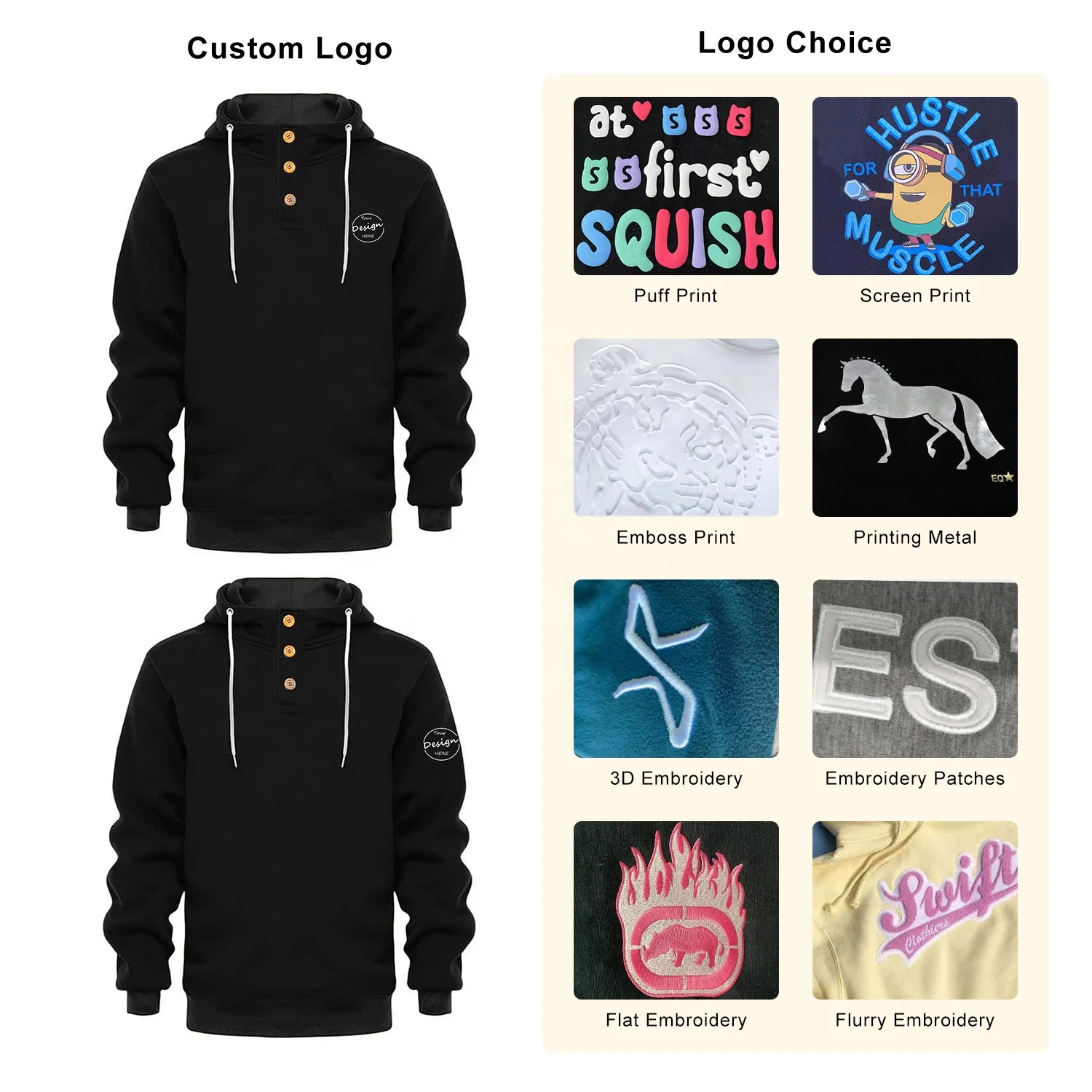 JL1219D High Quality Light Wool Viscose Pullover Hoodie Kangaroo Pocket Men Snap Button Sweatshirt With Hood