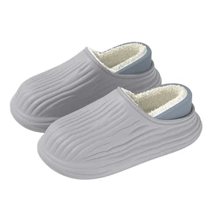 Autumn Fluffy for Slippers for Men Women Waterproof EVA Garden Kitchen Shoes Plush Cotton Furry Sandals Fashionable Winter Warm