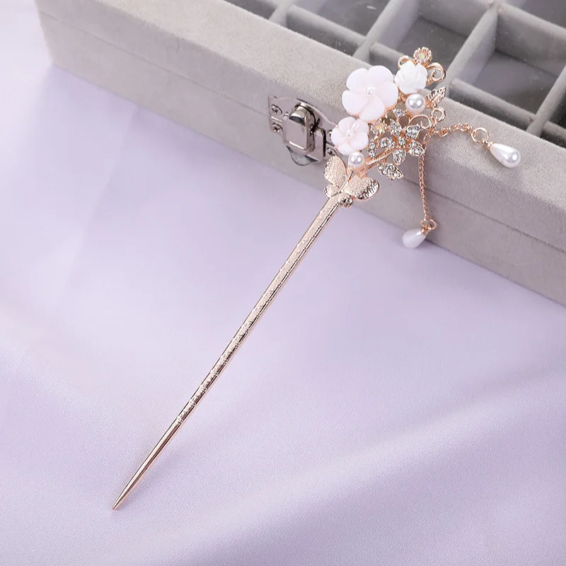 Новинка 2022 модная шпилька для волос в китайском стиле винтажная с листьями гинкго металлические