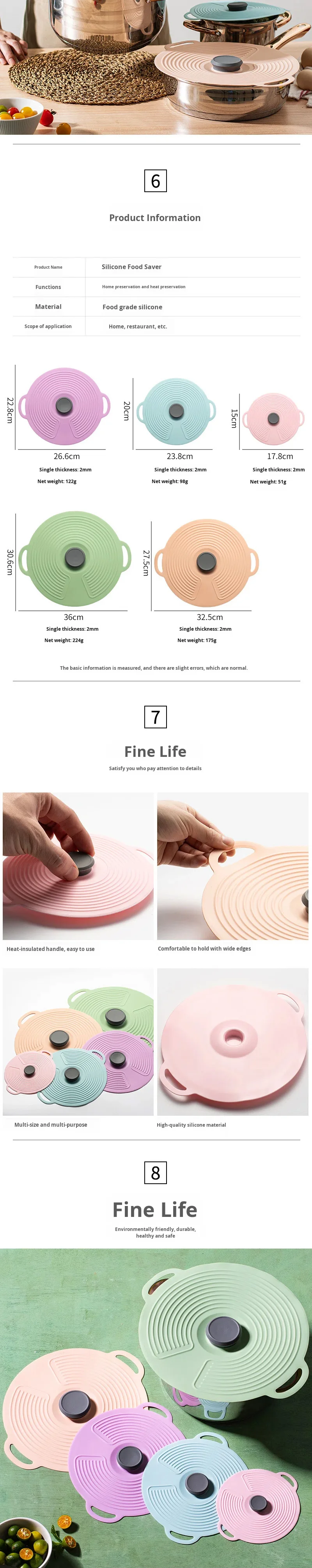 Antibacterial Silicone Cover Reusable Stretch Lids for Food Caps Universal Silicone Bowl Pot Lid Cover Pan Sealed Cookware Parts factory