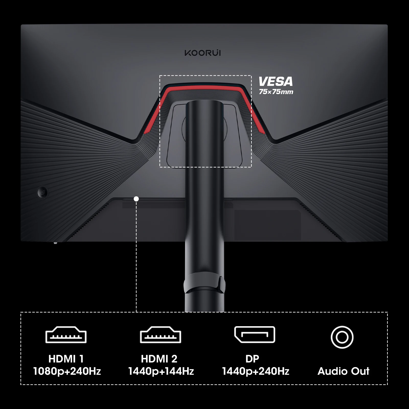 KOORUI 27-Inch WQHD Gaming Monitor 2560x1440, 240Hz Refresh Rate