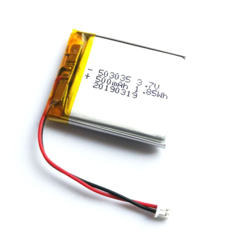 CE approved rechargeable lipo 3.6v 500mah battery li po 503035 lipo battery 3.7v 1.85wh 500mah li ion polymer battery