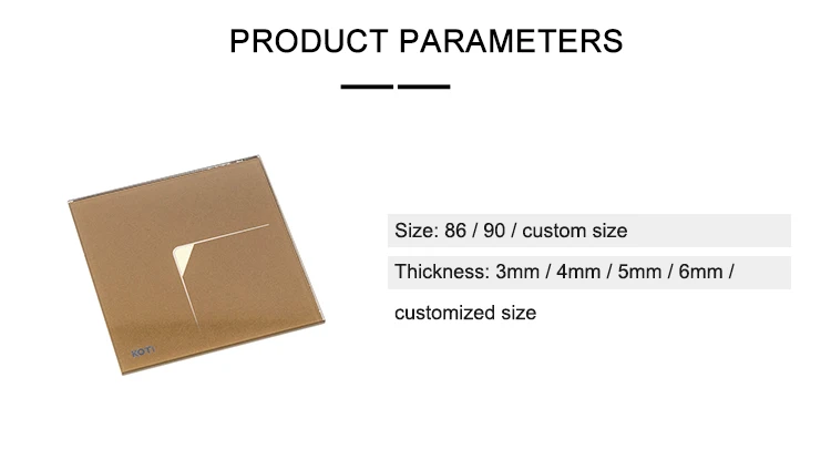 Customized golden printed LOGO glass panel with special pattern tempered safety glass for touch switch glass panel