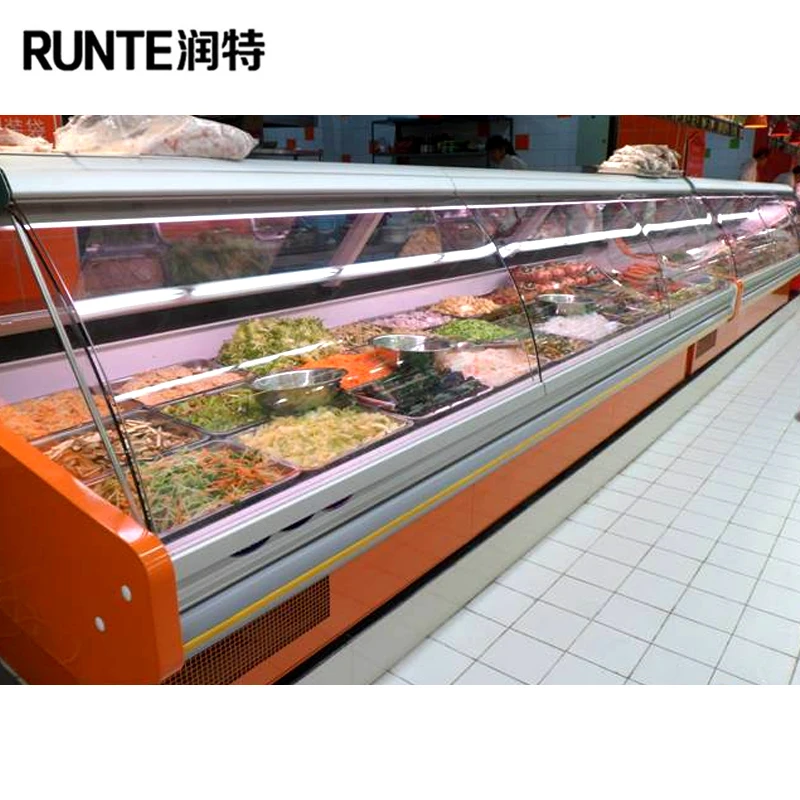 大型冷却ショーケース 冷凍庫ショーケース/デリ業務用冷蔵庫/ディスプレイクーラー食品