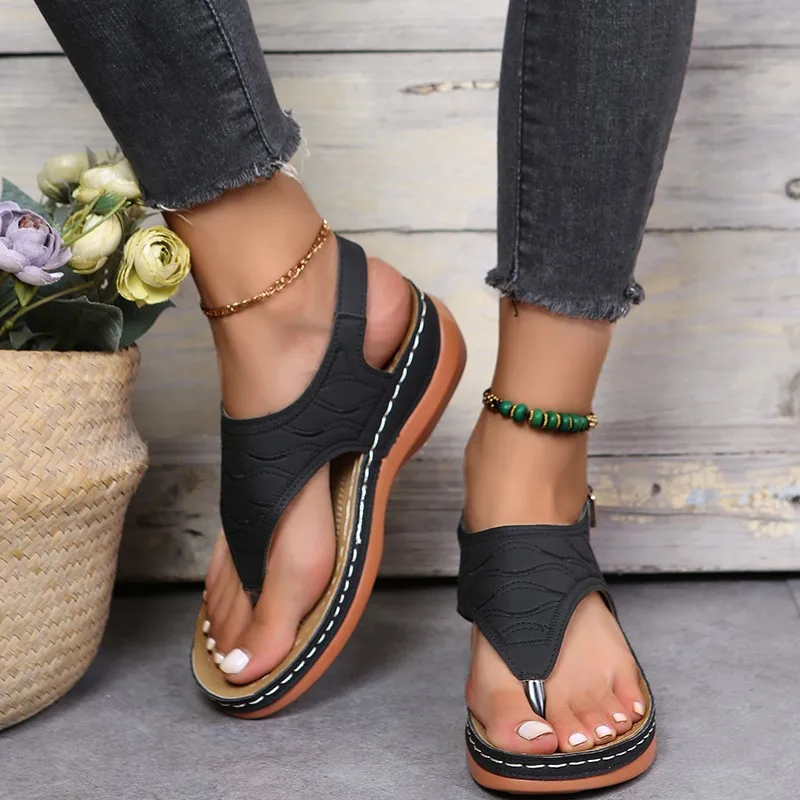 2022 summer new wedge heel flip flops wish flip flops ladies sandals foreign trade women's shoes